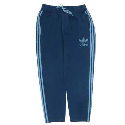 adidas Men Blue L Track Pants with Side Stripes and Drawstring Waist