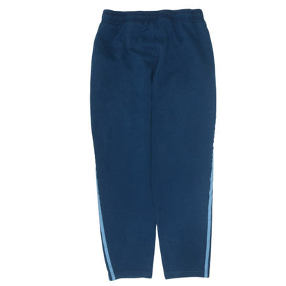 adidas Men Blue L Track Pants with Side Stripes and Drawstring Waist