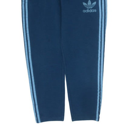 adidas Men Blue L Track Pants with Side Stripes and Drawstring Waist