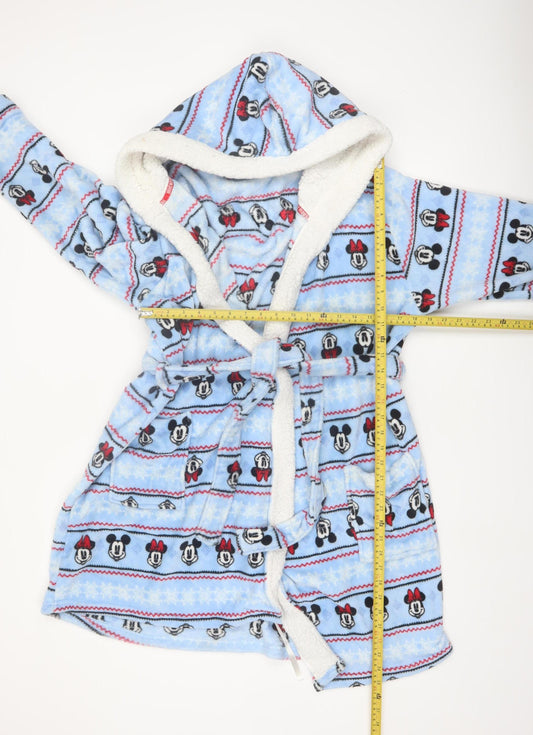 George Disney Blue Fleece Mickey & Minnie Hooded Robe L Women