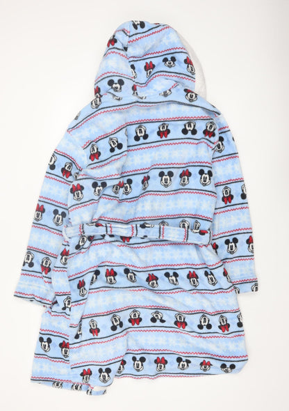 George Disney Blue Fleece Mickey & Minnie Hooded Robe L Women