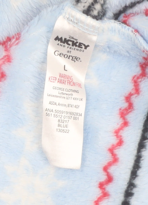 George Disney Blue Fleece Mickey & Minnie Hooded Robe L Women