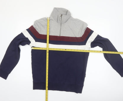 Springfield Men's Multicoloured 1/2 Zip Striped Sweatshirt M