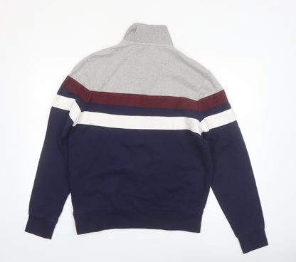 Springfield Men's Multicoloured 1/2 Zip Striped Sweatshirt M