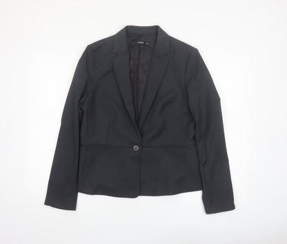 Mango Women Black Tailored Single-Breasted Blazer Size 14