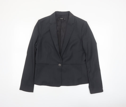 Mango Women Black Tailored Single-Breasted Blazer Size 14