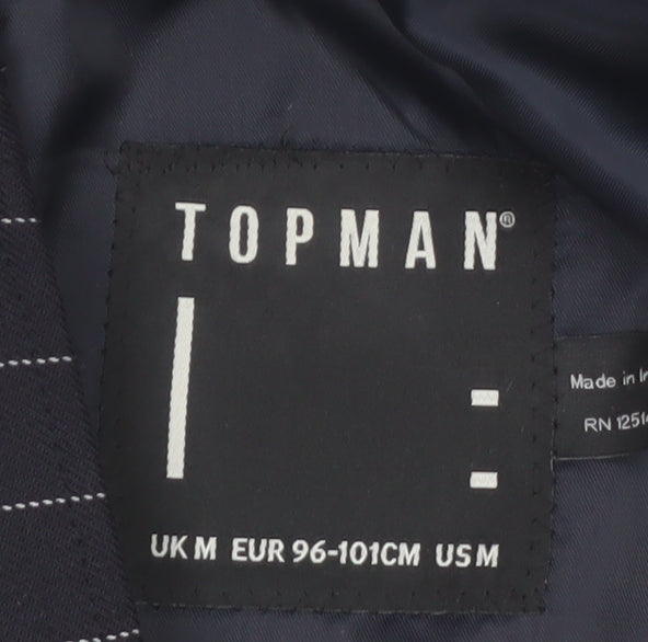 Topman Men's Black Pinstripe Zip-Up Jacket M Regular Fit