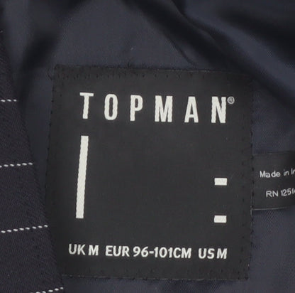 Topman Men's Black Pinstripe Zip-Up Jacket M Regular Fit