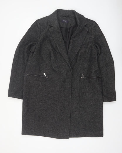 Marks and Spencer Womens Grey Wool Blend Long Overcoat Size 16