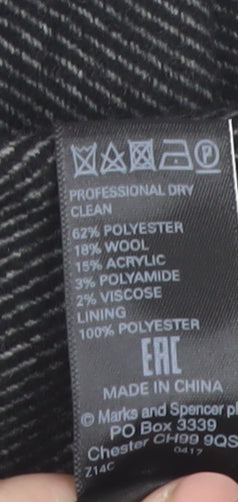 Marks and Spencer Womens Grey Wool Blend Long Overcoat Size 16