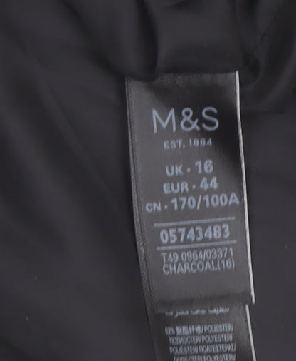 Marks and Spencer Womens Grey Wool Blend Long Overcoat Size 16