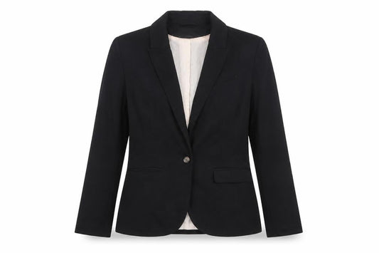 H&M Women Black Tailored Notch Lapel One-Button Blazer UK 12