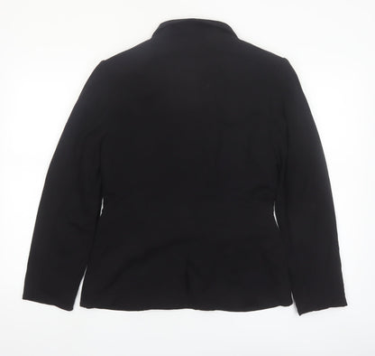 H&M Women Black Tailored Notch Lapel One-Button Blazer UK 12