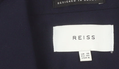 Reiss Women Blue Wool Blend Tailored One-Button Blazer UK 10