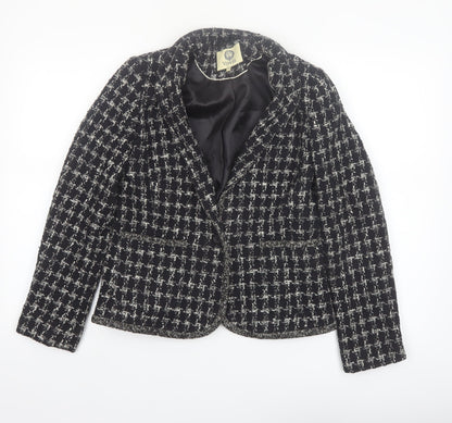 Viyella Women's Black Tweed Blazer Size 8 Classic Lined Jacket