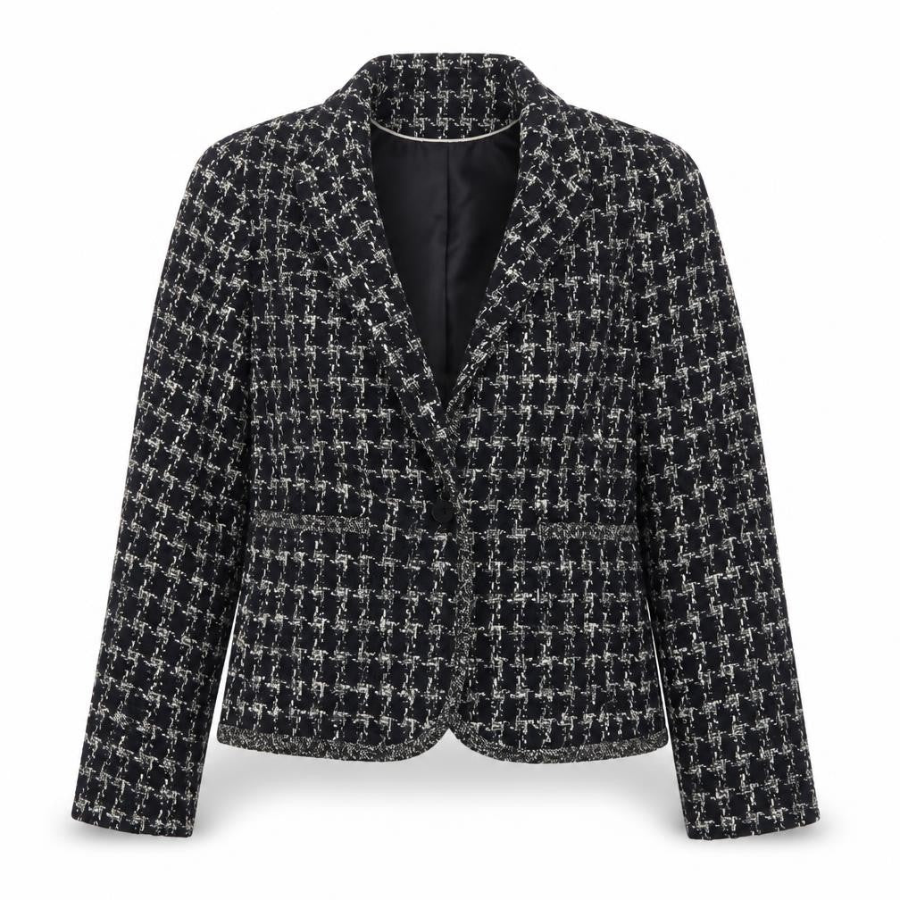 Viyella Women's Black Tweed Blazer Size 8 Classic Lined Jacket
