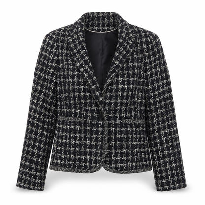 Viyella Women's Black Tweed Blazer Size 8 Classic Lined Jacket