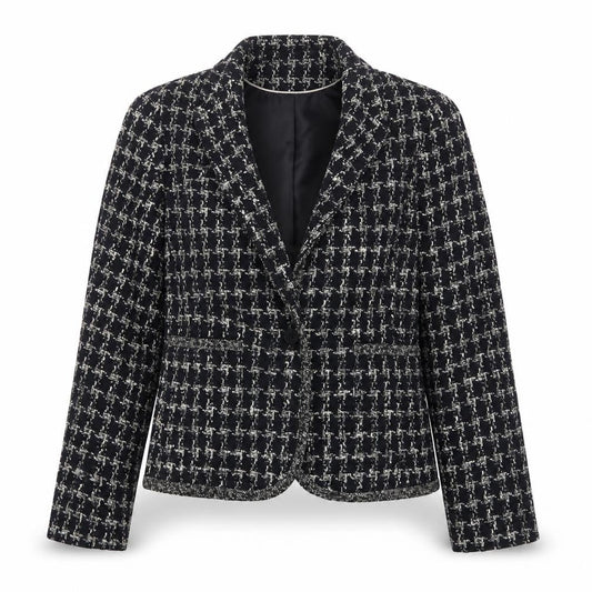 Viyella Women's Black Tweed Blazer Size 8 Classic Lined Jacket