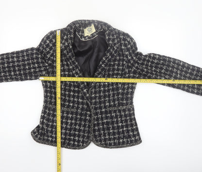 Viyella Women's Black Tweed Blazer Size 8 Classic Lined Jacket