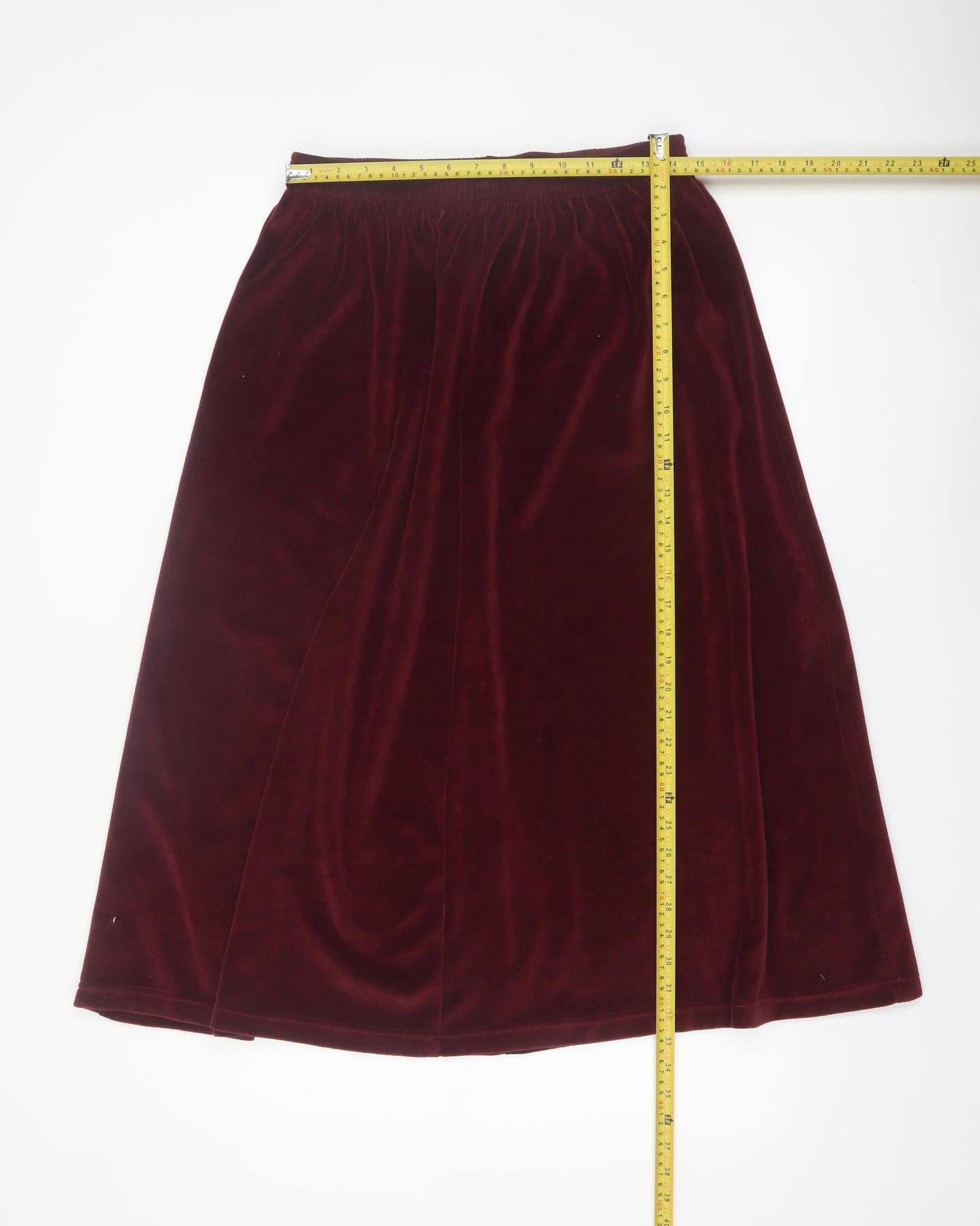 Damart Women's Red Velvet A-Line Midi Skirt Size 16