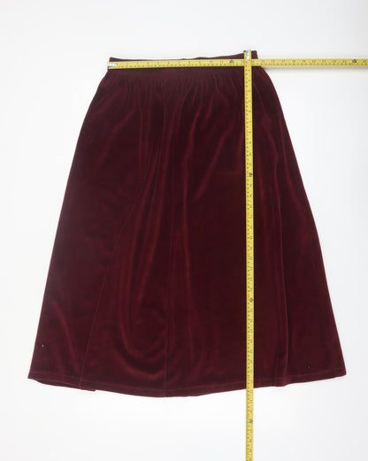 Damart Women's Red Velvet A-Line Midi Skirt Size 16