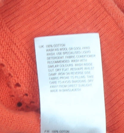 White Stuff Women's Orange Cotton 3/4 Sleeve Cardigan UK 14