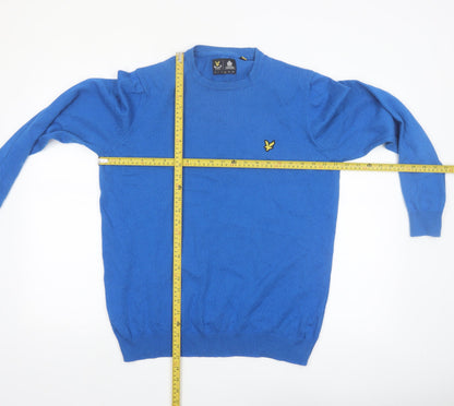 Lyle & Scott Men's Blue Merino Wool Cotton Crew Neck Pullover L Jumper