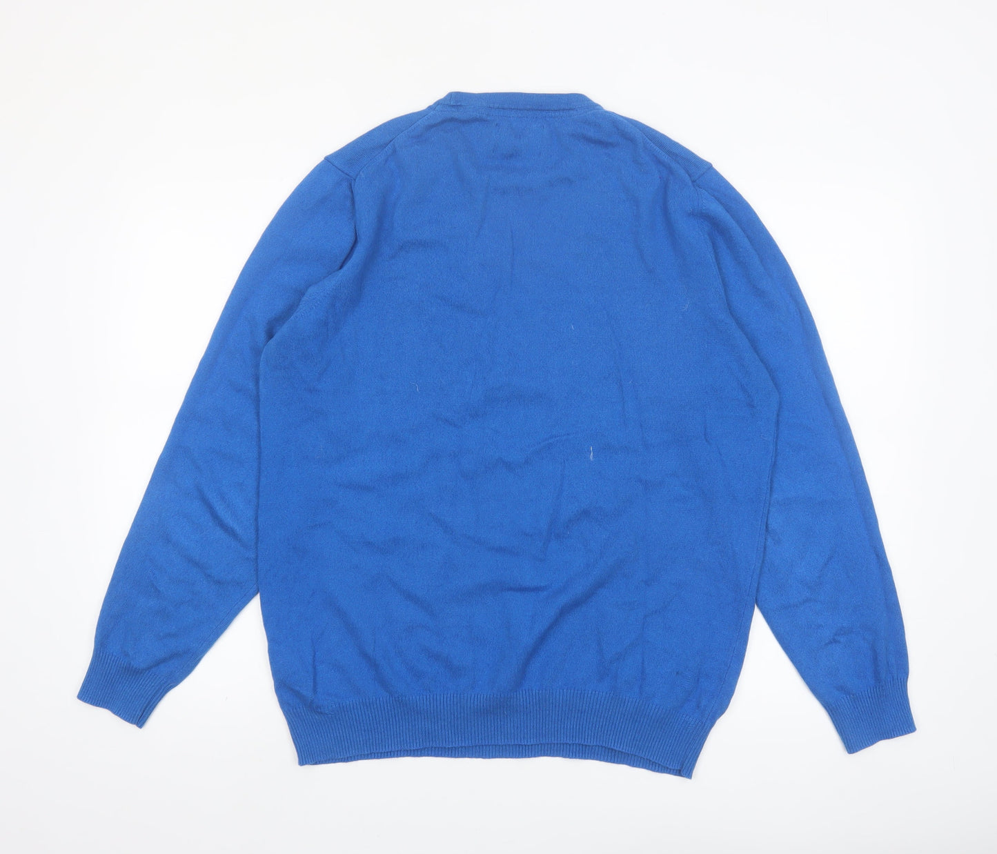 Lyle & Scott Men's Blue Merino Wool Cotton Crew Neck Pullover L Jumper