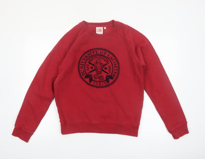 Lacoste LIVE Men's Red Crew Neck Pullover Sweatshirt M Logo Paris