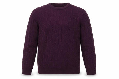 Marks and Spencer Men Purple Cable-Knit Crew Neck Jumper L