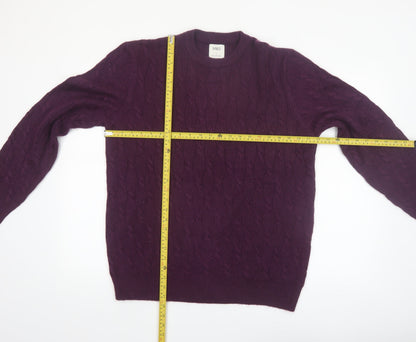 Marks and Spencer Men Purple Cable-Knit Crew Neck Jumper L