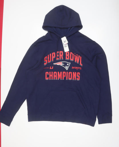 NFL Team Apparel Men's Blue XL Pullover Hoodie Super Bowl Champions