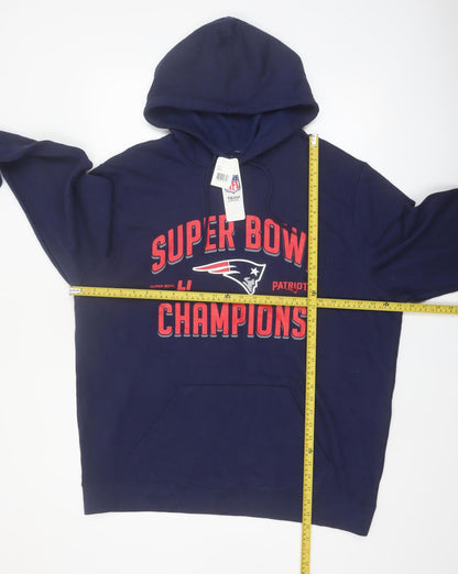 NFL Team Apparel Men's Blue XL Pullover Hoodie Super Bowl Champions