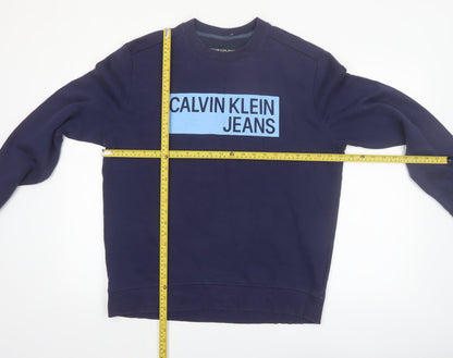 Calvin Klein Jeans Men's Blue Logo Pullover Sweatshirt Size L