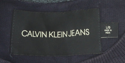 Calvin Klein Jeans Men's Blue Logo Pullover Sweatshirt Size L