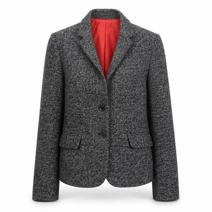 Gap Women's Grey Herringbone Wool Blend Modern Blazer UK 14