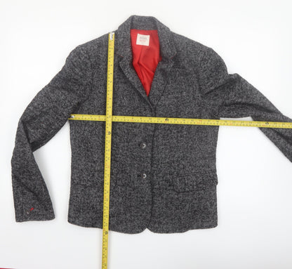Gap Women's Grey Herringbone Wool Blend Modern Blazer UK 14