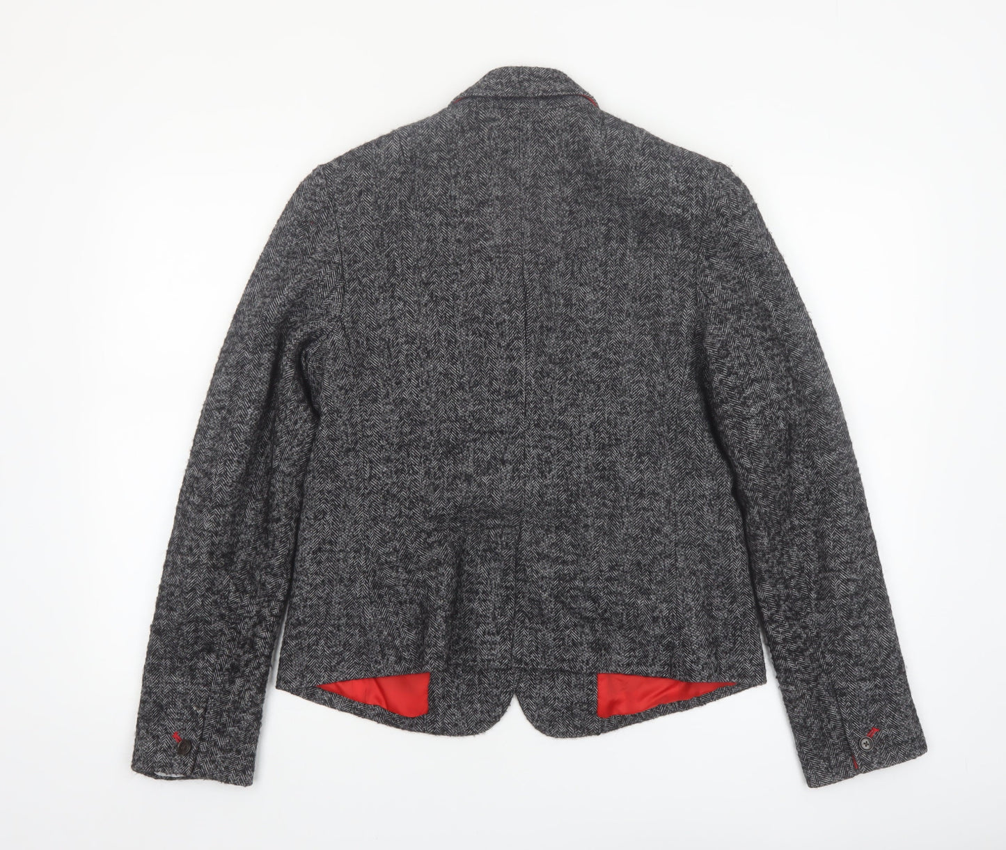 Gap Women's Grey Herringbone Wool Blend Modern Blazer UK 14