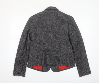 Gap Women's Grey Herringbone Wool Blend Modern Blazer UK 14