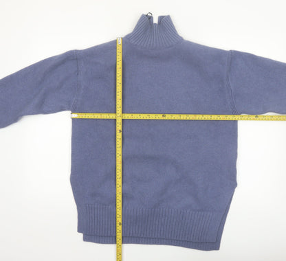 H&M Women Blue High Neck Wool Blend Jumper Size 8