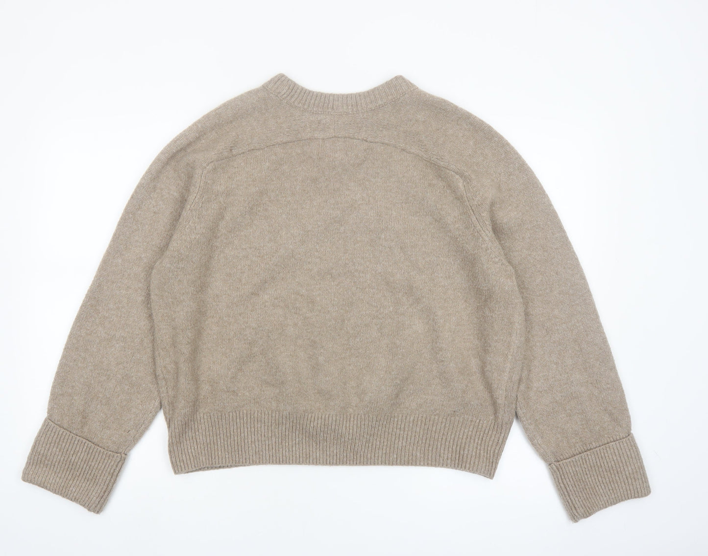 Abercrombie & Fitch Women Beige Wool Blend Crew Neck Jumper M