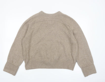 Abercrombie & Fitch Women Beige Wool Blend Crew Neck Jumper M