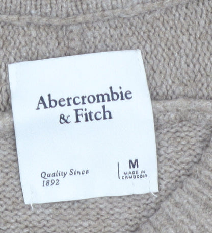 Abercrombie & Fitch Women Beige Wool Blend Crew Neck Jumper M