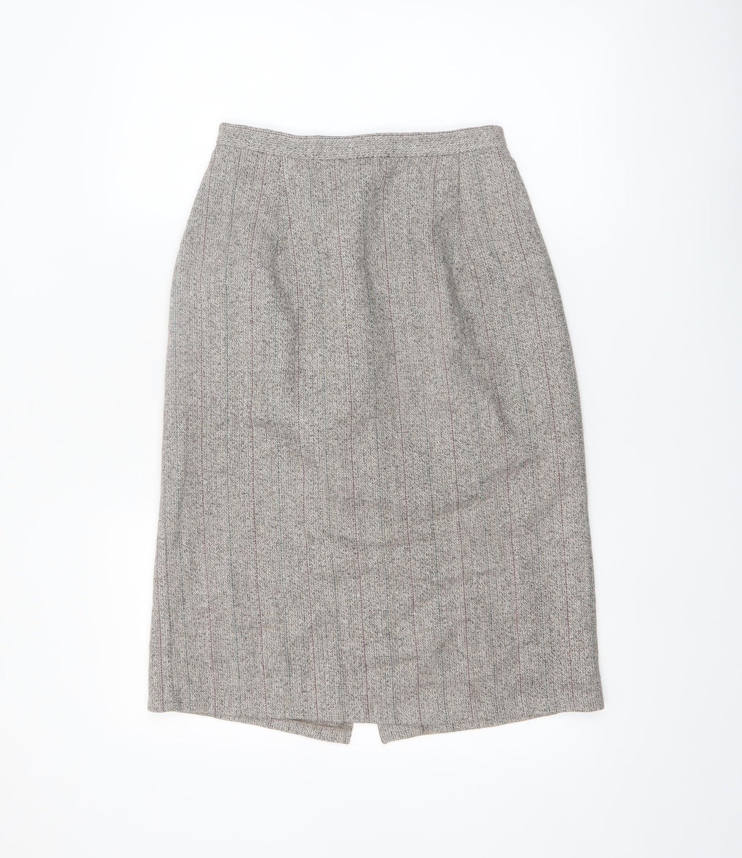 Adolfo International Women Grey Wool Tweed Pencil Skirt Size 10