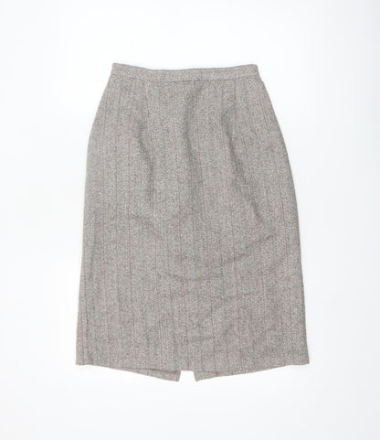 Adolfo International Women Grey Wool Tweed Pencil Skirt Size 10