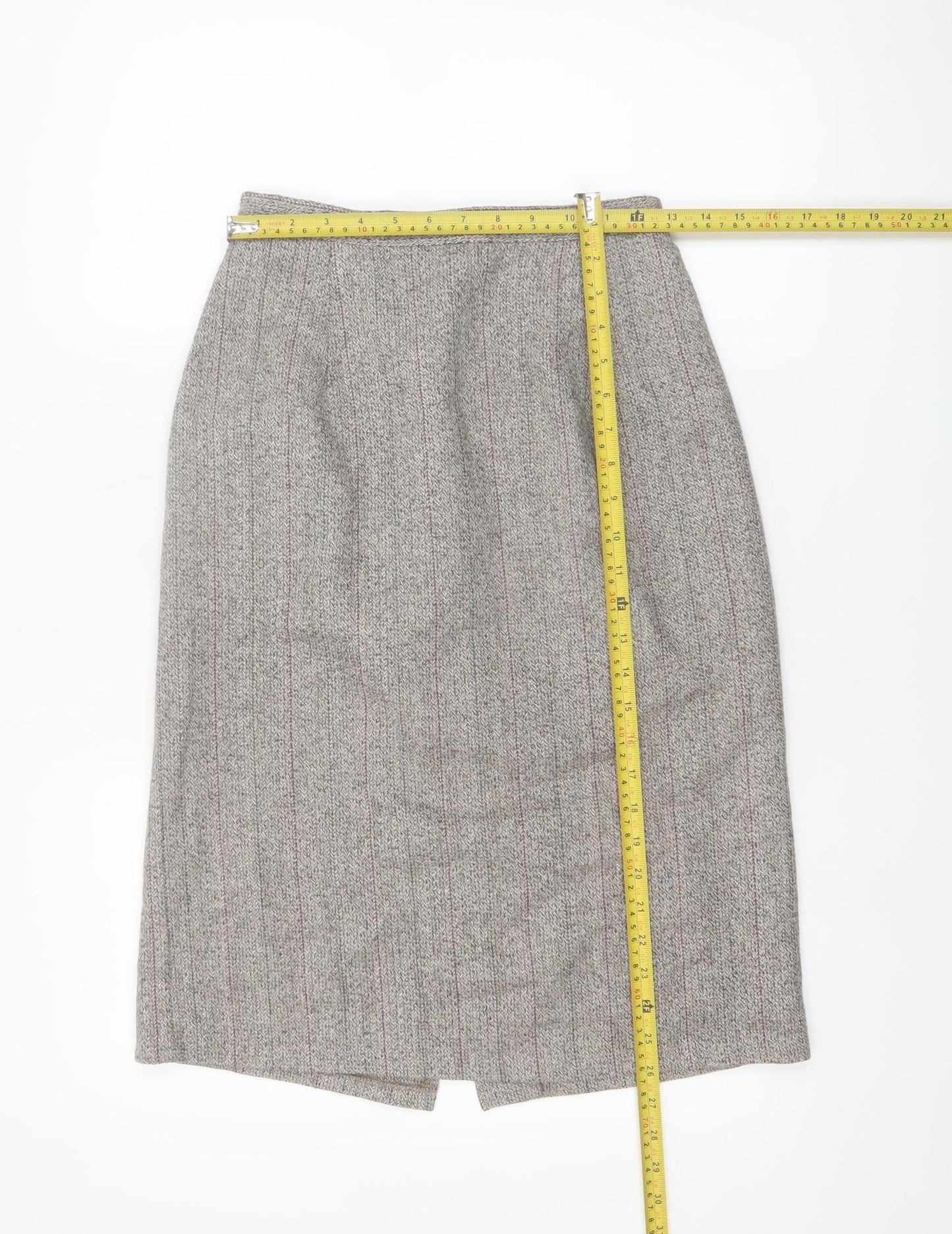 Adolfo International Women Grey Wool Tweed Pencil Skirt Size 10