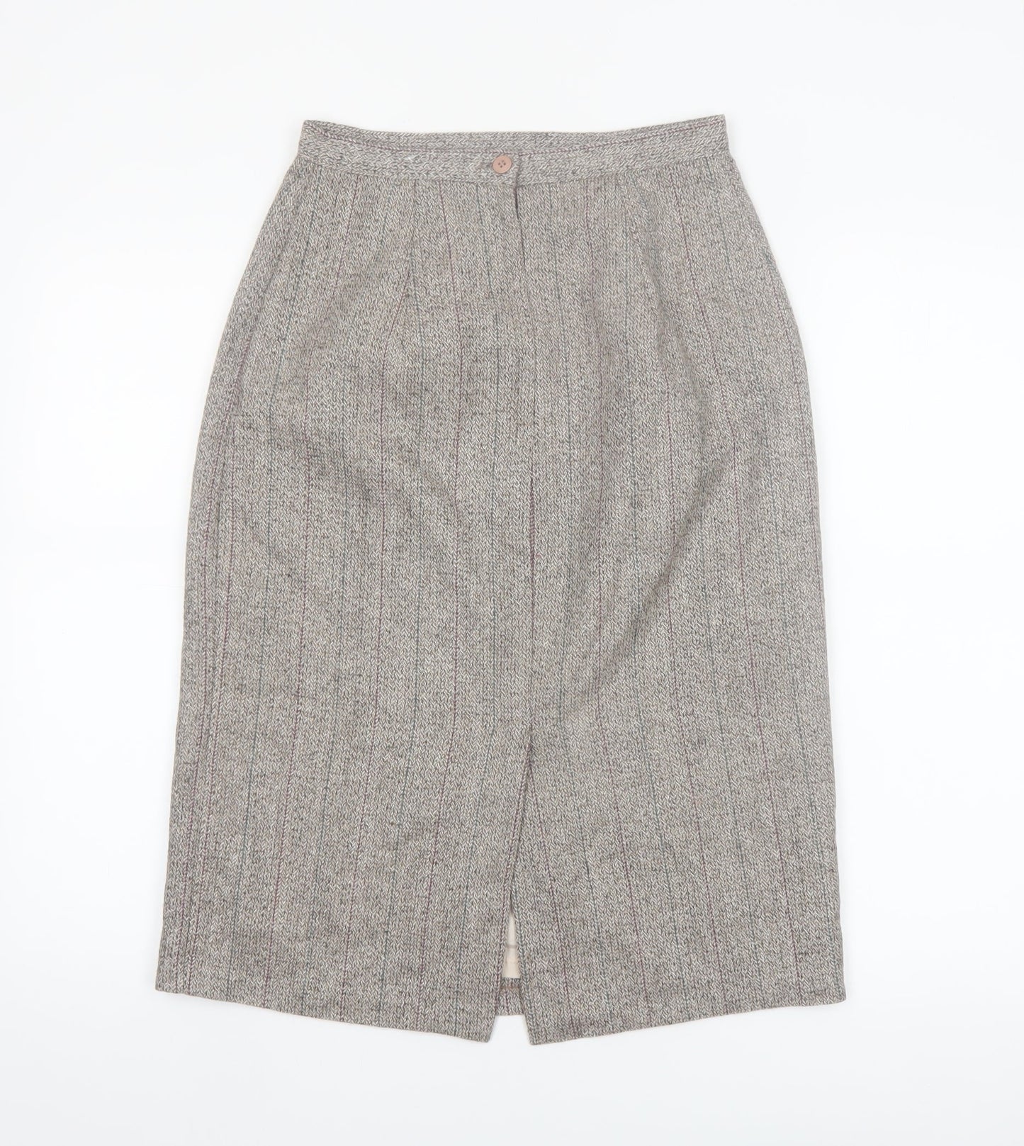 Adolfo International Women Grey Wool Tweed Pencil Skirt Size 10