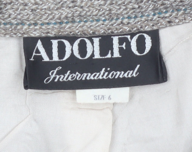 Adolfo International Women Grey Wool Tweed Pencil Skirt Size 10
