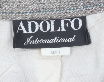 Adolfo International Women Grey Wool Tweed Pencil Skirt Size 10