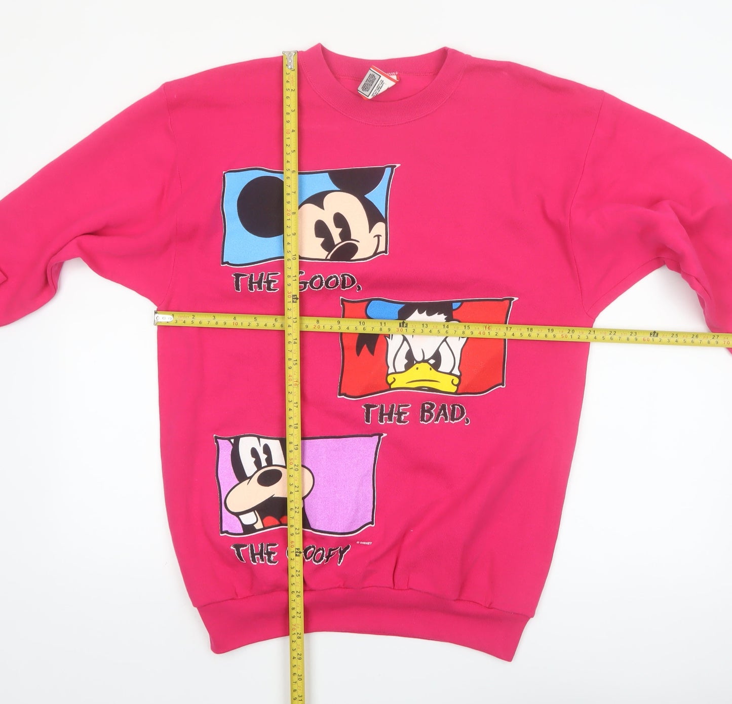 Disney Designs Women's Pink Mickey Donald Goofy Pullover Sweatshirt Large